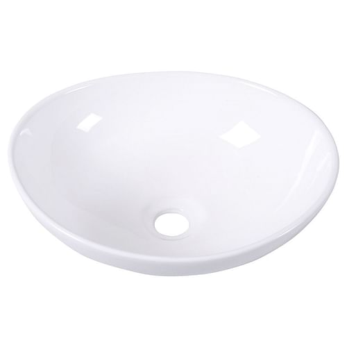 Contemporary Oval Basin Round Vessel Bathroom Sink in White - Free Shipping