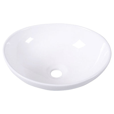 Contemporary Oval Basin Round Vessel Bathroom Sink in White - Free Shipping 
