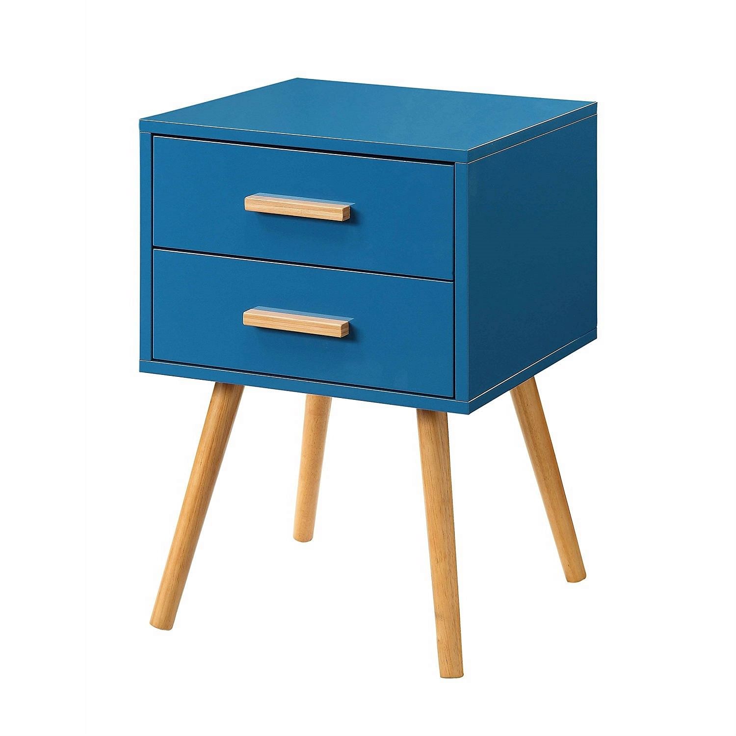 Modern Classic Mid-Century Style End Table Nightstand in Blue Finish - Free Shipping