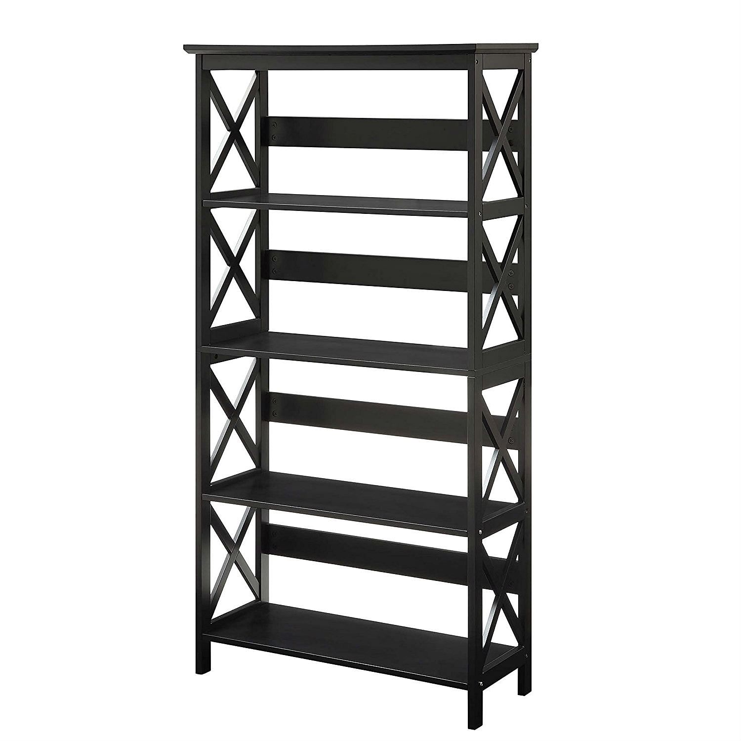 Glossy Black 5-Shelf Bookcase - Free Shipping