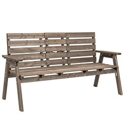 Farmhouse Outdoor Fir Wood Patio Garden Bench with Folding Center Table - Free Shipping 