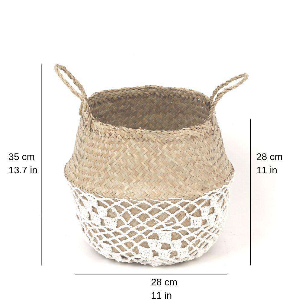 Costa - Seagrass Basket With White Net Pattern 