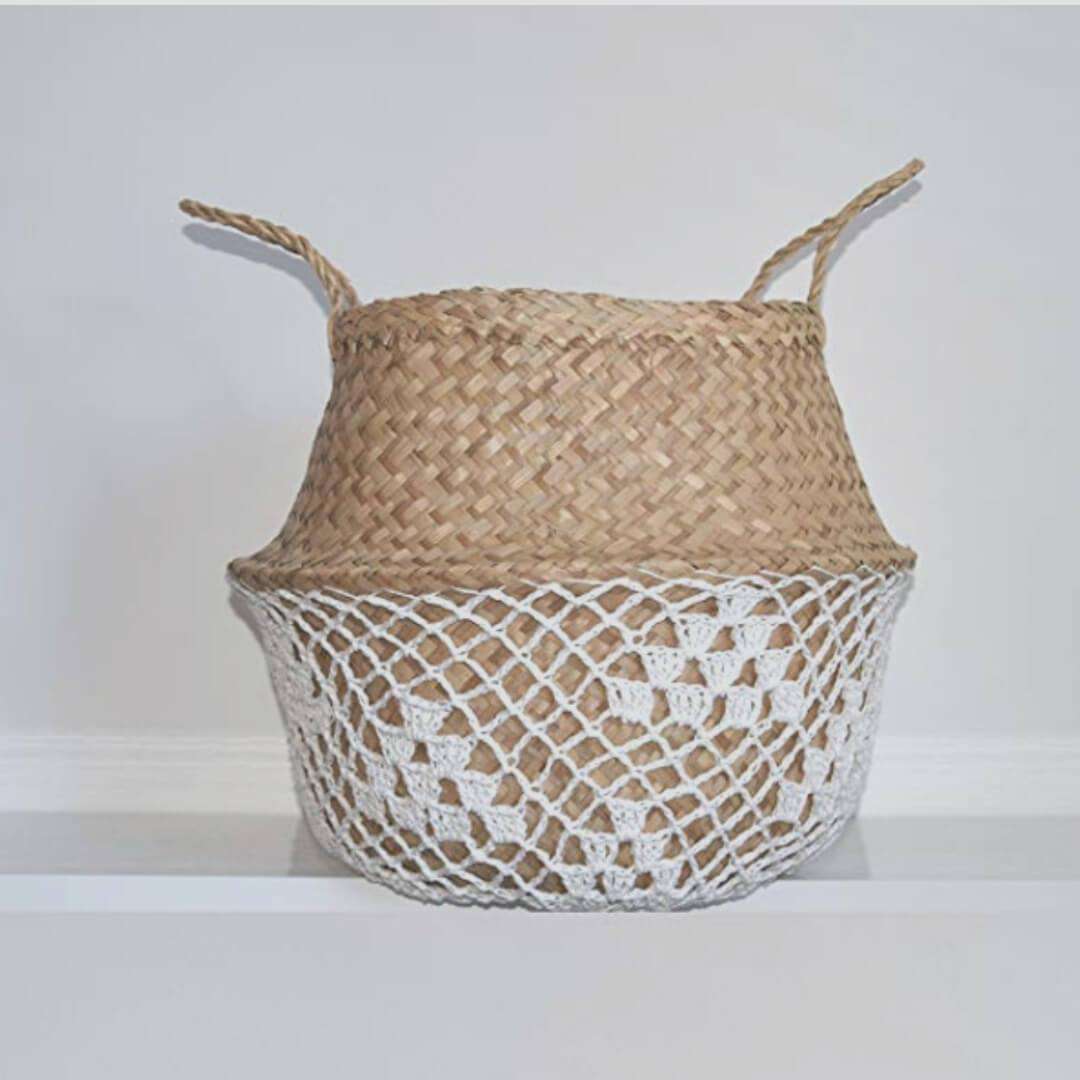 Costa - Seagrass Basket With White Net Pattern 