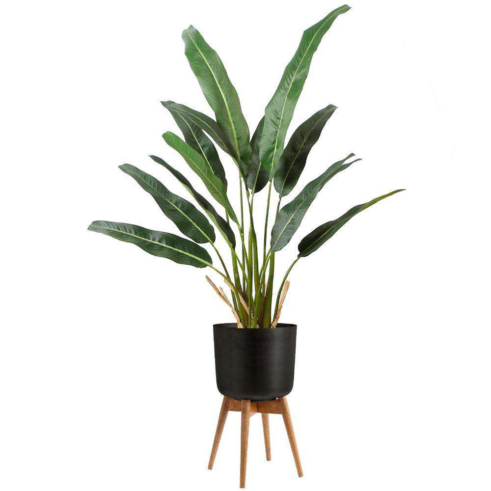 Coyo - Brass Turned Wood Leg Planter Black (Multiple Sizes) 