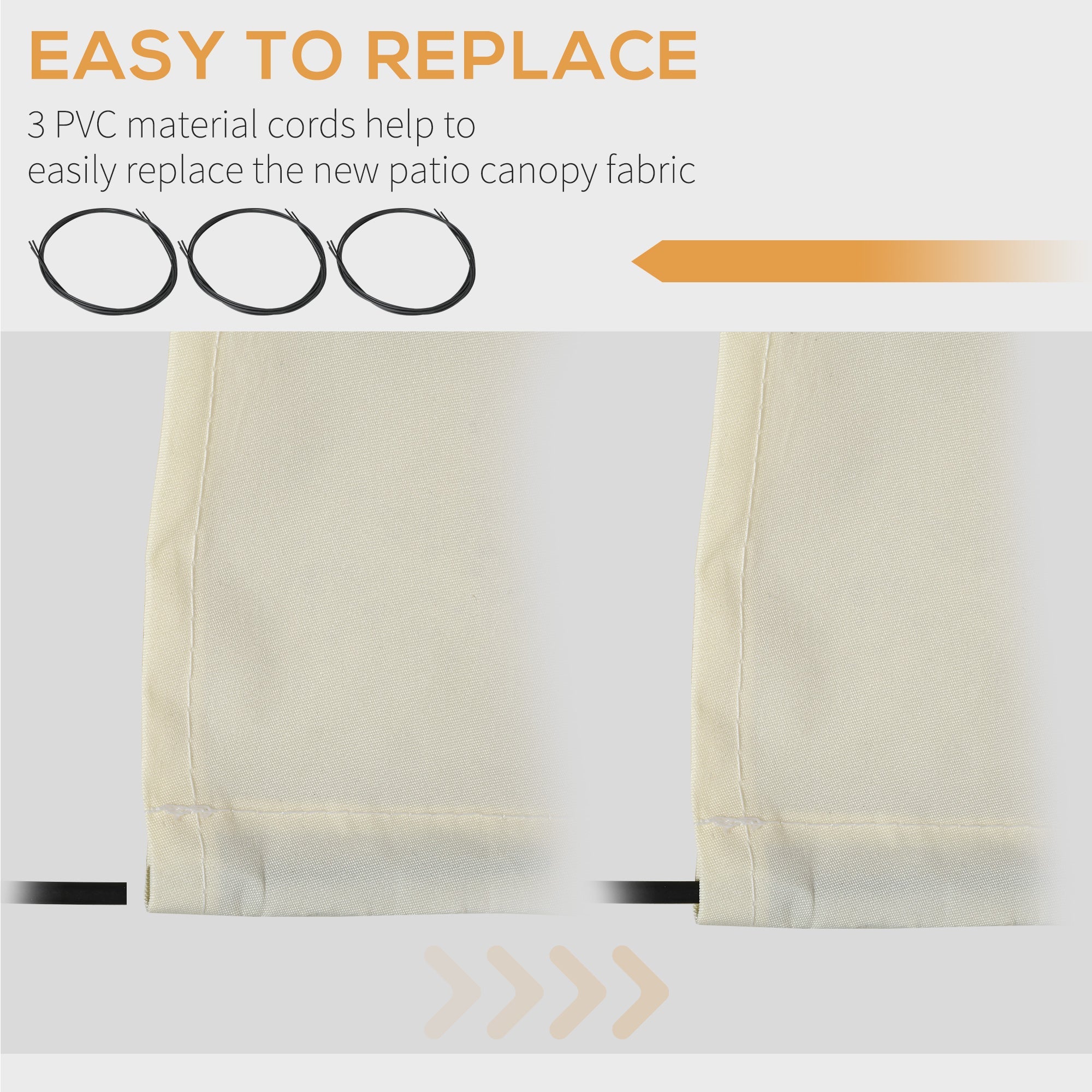 Outsunny Retractable Awning Replacement Fabric: 12'x10' Cream White UV Protection Sunshade Canopy Cover 