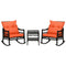 Outsunny 3 Pieces Outdoor PE Rattan Rocker Chair Set, Rocking Chair with Tempered Glass Table Top,25