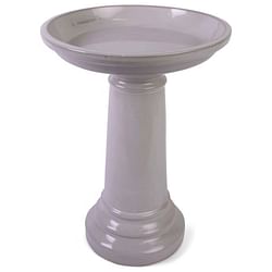 Beige Taupe Cream Ceramic Outdoor Garden Pedestal Birdbath - Free Shipping 