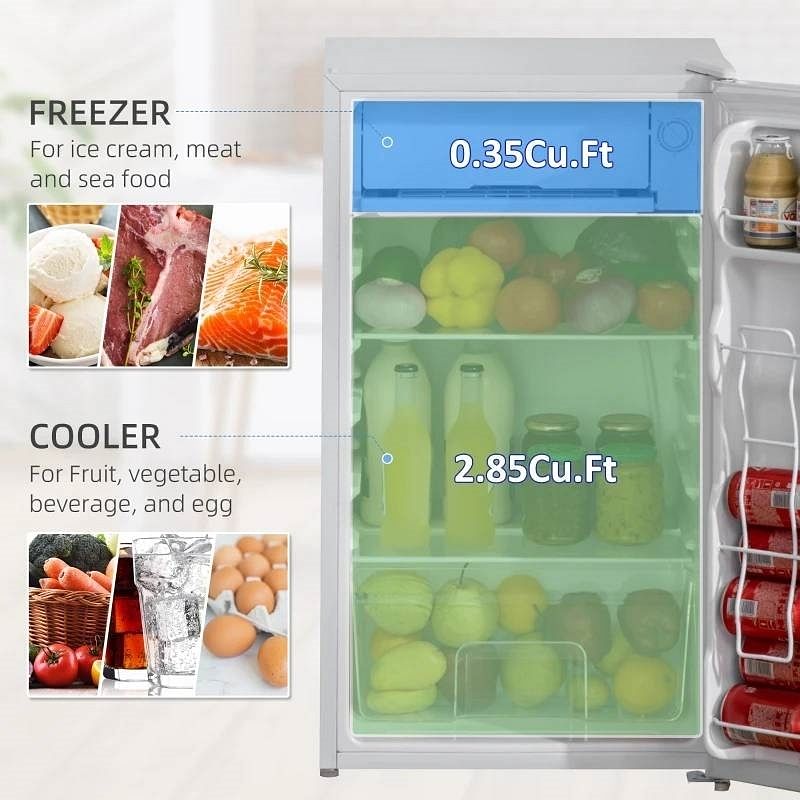 Compact Refrigerator Mini Fridge/Freezer 3.2 Cu.Ft, White - Free Shipping 