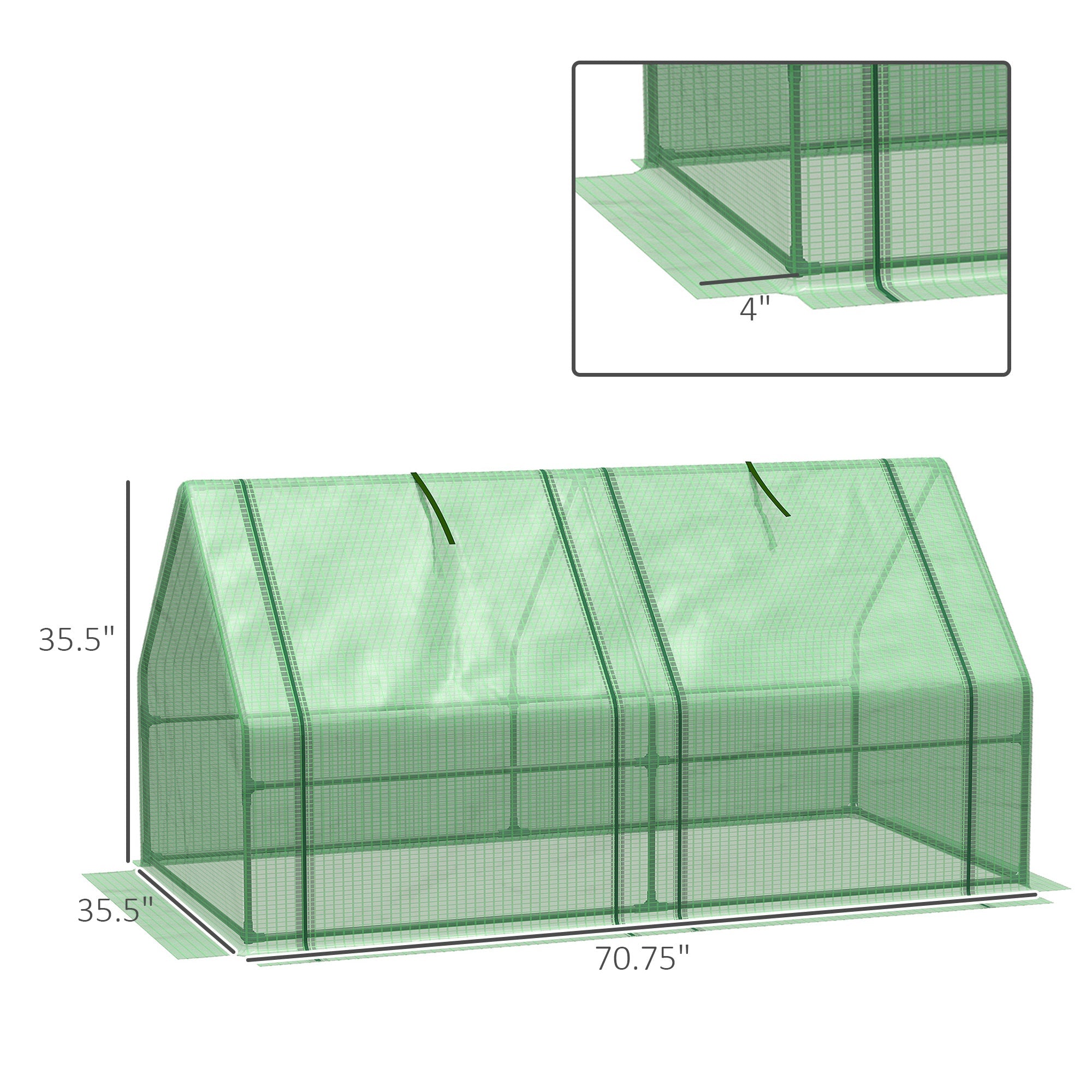 Outsunny Portable Tunnel Grow Pod: 6' x 3' x 3' with Zipper Doors UV PE Cover Outdoor Garden, Green 