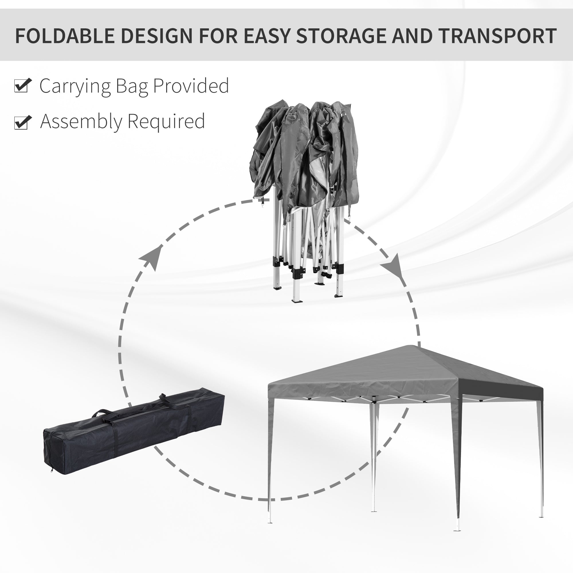 Outsunny 10 x 10ft Folding Pop Up Tent Outdoor Gazebo Canopy with Carrying Bag, Grey 