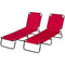 Outsunny Folding Lounge Chairs Set of 2 Outdoor Recliner for Sun Tanning Breathable Mesh Beach Patio Red
