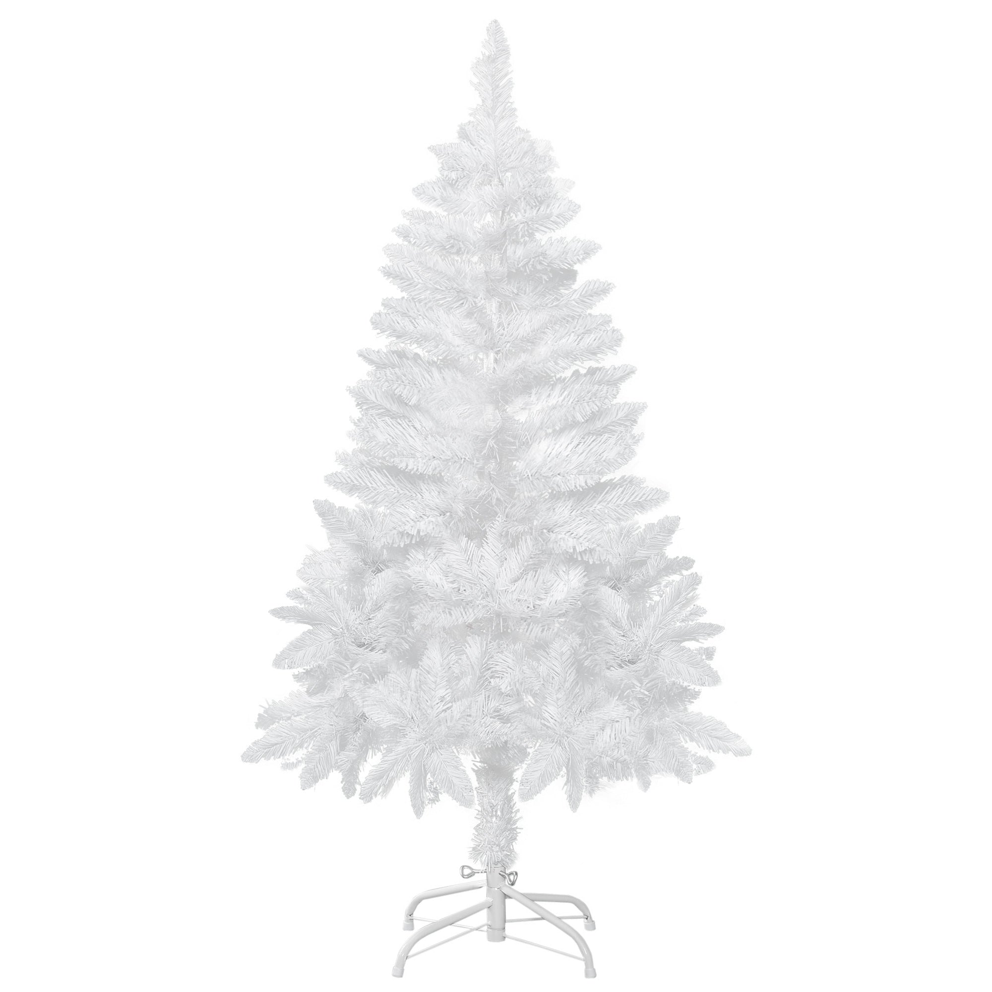 HOMCOM  4ft Artificial Christmas Tree with Pine Realistic Branches, Auto Open, for Indoor Decoration, White 