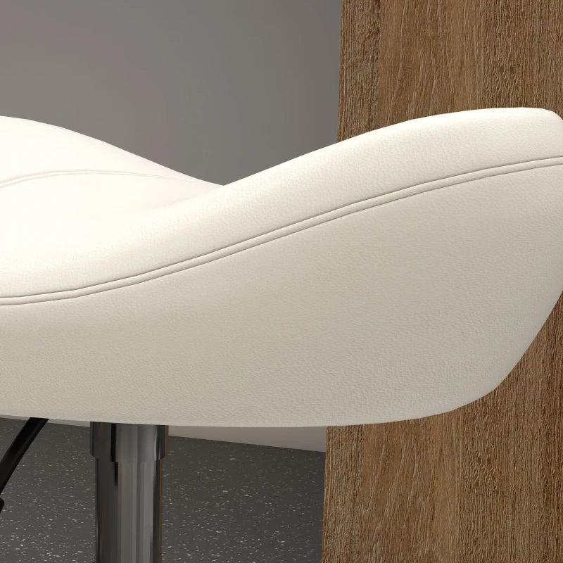 Saddle Stool, Height Adjustable Rolling Salon Chair with PU Leather for Massage, Spa, Clinic, Beauty and Tattoo, White