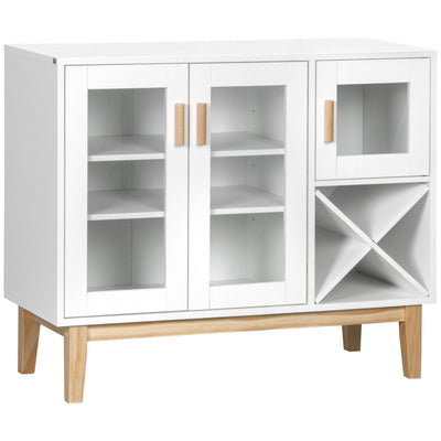 HOMCOM Buffet Cabinet with Wine Rack Glass Doors Adjustable Shelves Coffee Bar Living Room 