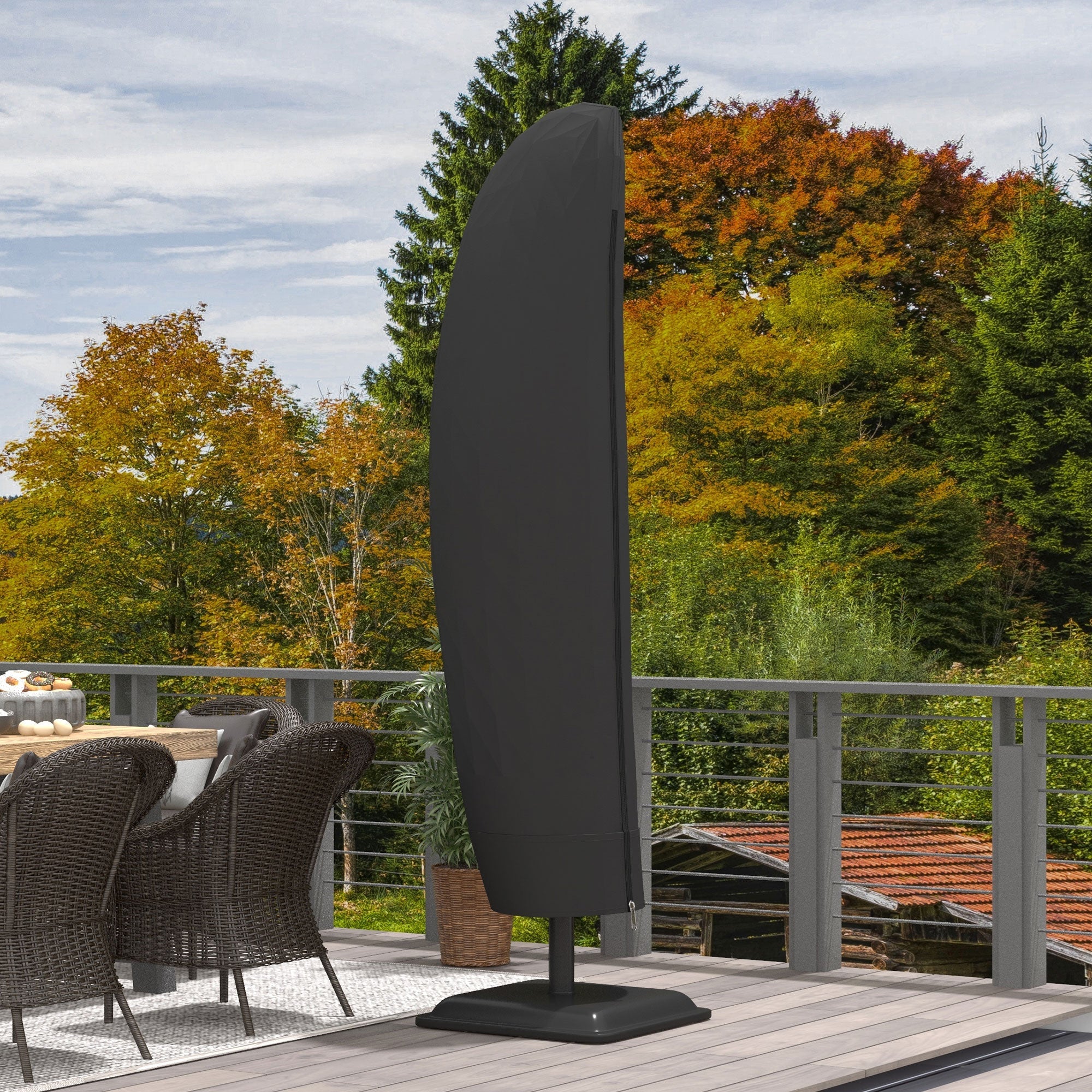 Outsunny Patio Umbrella Cover 87-Inch for Outdoor Offset Furniture Protector Black 
