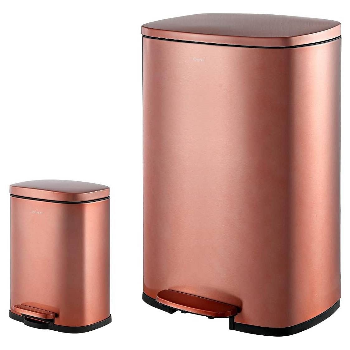 Set of 2 - Copper Gold Step-on Trash Can - 13-Gallon and 1.3-Gallon - Free Shipping