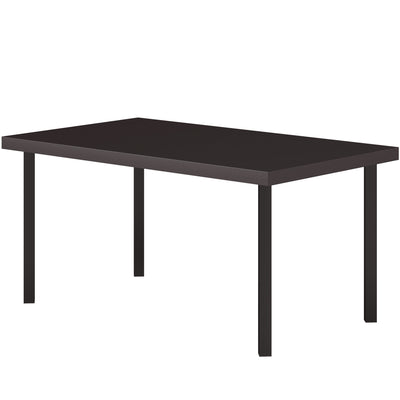 Outsunny Metal Outdoor Side Table, Rectangle Patio Coffee Table with Woodgrain Tabletop for Outside Garden, Brown 