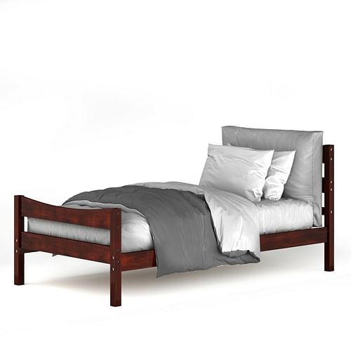 Twin size Farmhouse Style Pine Wood Platform Bed Frame in Walnut - Free Shipping