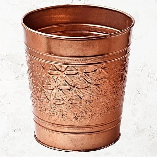 Bathroom Bedroom Metal Trash Can Waste Basket in Copper Finish - Free Shipping