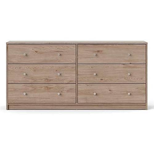 Farmhouse Contemporary 6 Drawer Double Dresser in Oak - Free Shipping 