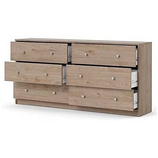 Farmhouse Contemporary 6 Drawer Double Dresser in Oak - Free Shipping 