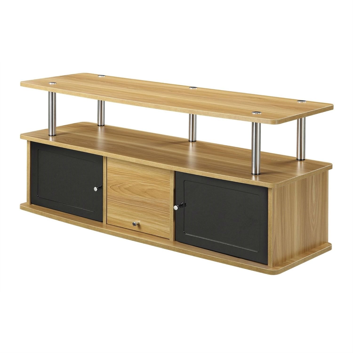 Modern 50-inch TV Stand in Light Oak / Black Wood Finish - Free Shipping