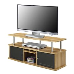 Modern 50-inch TV Stand in Light Oak / Black Wood Finish - Free Shipping