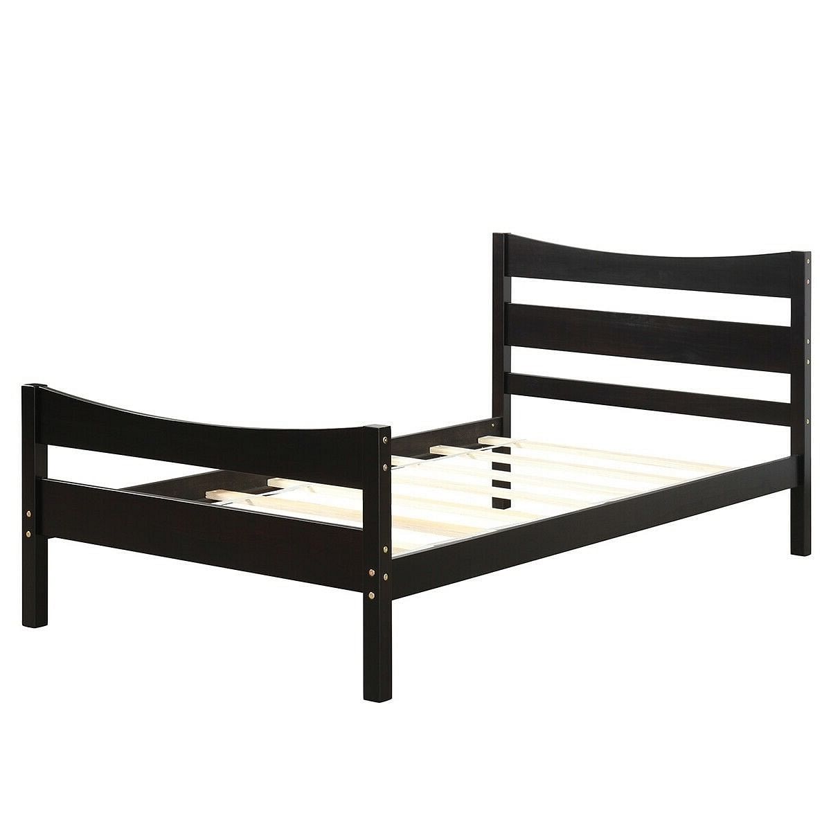 Twin size Farmhouse Style Pine Wood Platform Bed Frame in Espresso - Free Shipping 