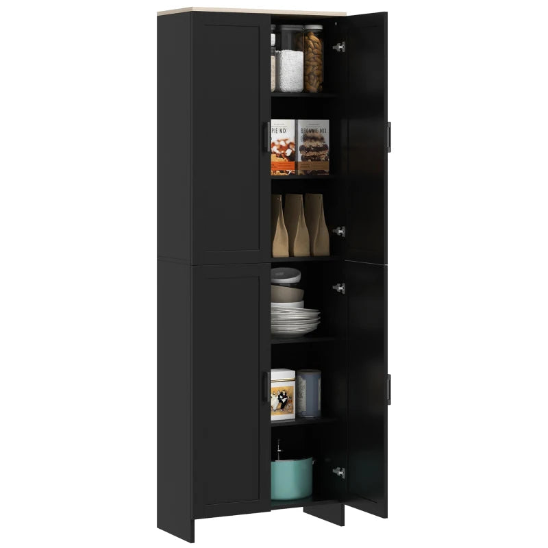 67" 4-Door Kitchen Pantry Cabinet, Freestanding Storage Cabinet Cupboard with Adjustable Shelves, Black
