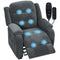 Massage Recliner Chair, Power Recliner with Quiet Brushless Motor, Remote, Pockets, 2 Memory Positions, Dark Grey