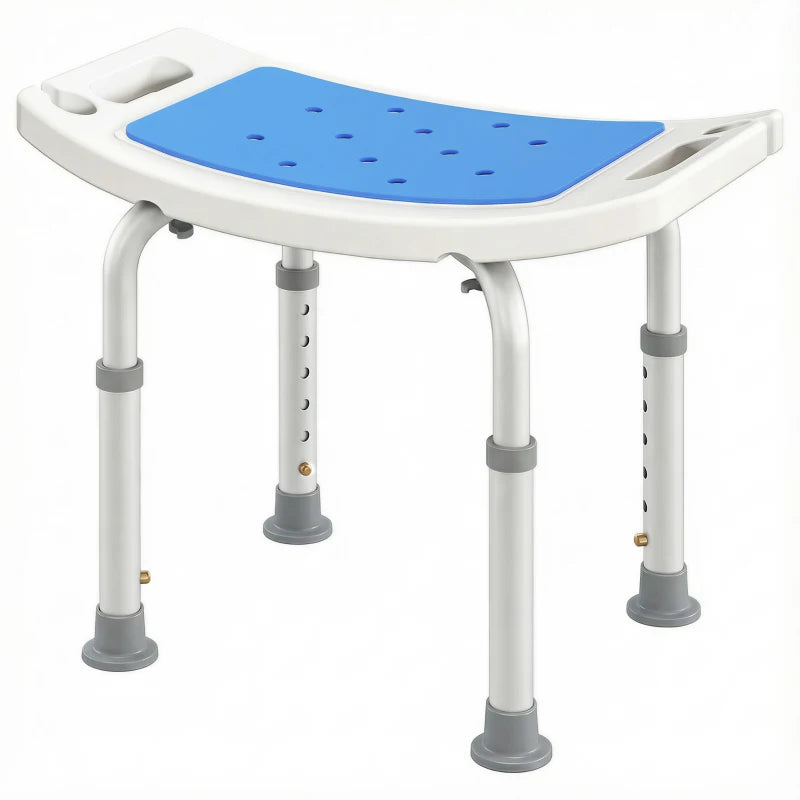 Height Adjustable Shower Chair, 20.5"W Aluminum Shower Stool for Inside Shower with Suction Cup Feet, EVA Padded Bath Seat for Senior, Elderly, Disabled