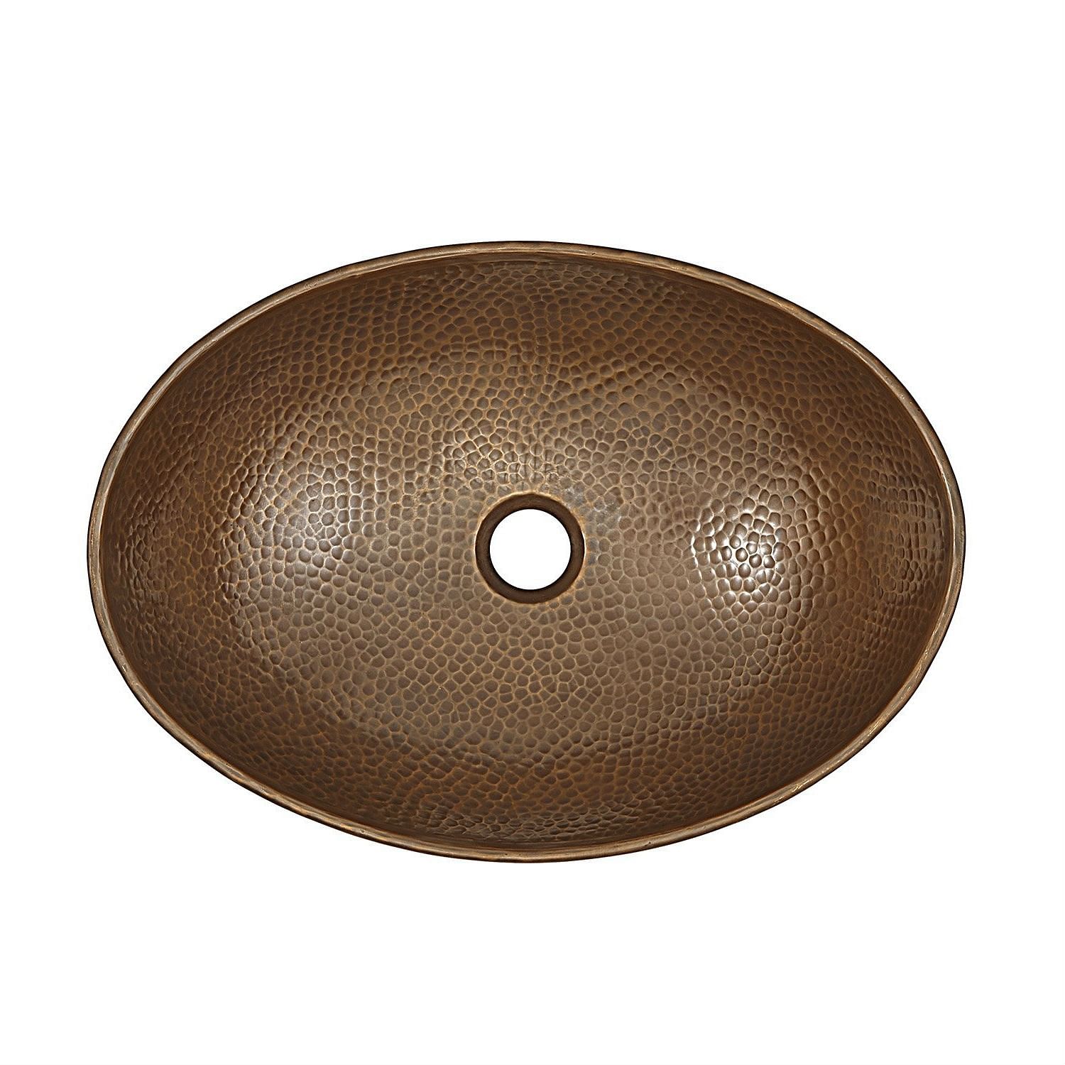 Hammered Copper Bath Vessel Sink Oval 19 x 14 inch - Free Shipping