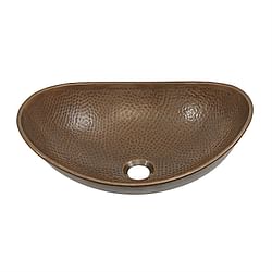 Hammered Copper Bath Vessel Sink Oval 19 x 14 inch - Free Shipping