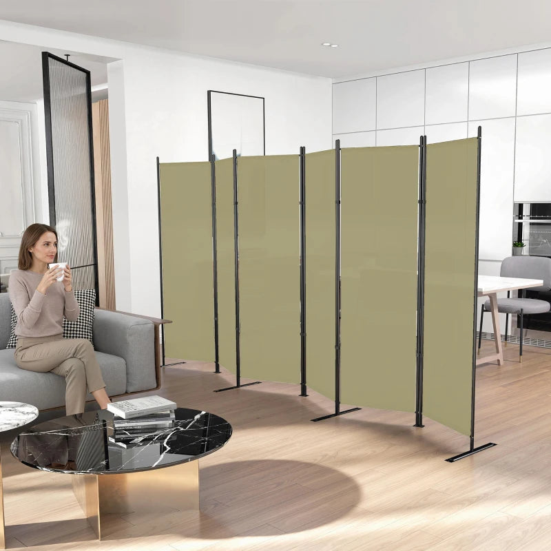 6 Panel Room Divider, 6 Ft Folding Privacy Screen, Portable Freestanding Partition Wall Divider, Beige