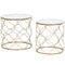 Homcom Gold Nesting End Tables: Elegant Set of 2 with Tempered Glass Top for Modern Living Room Decor