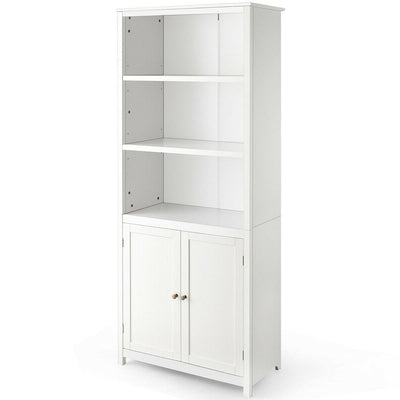 White Bathroom Linen Tower Towel Storage Cabinet with 3 Open Shelves - Free Shipping 