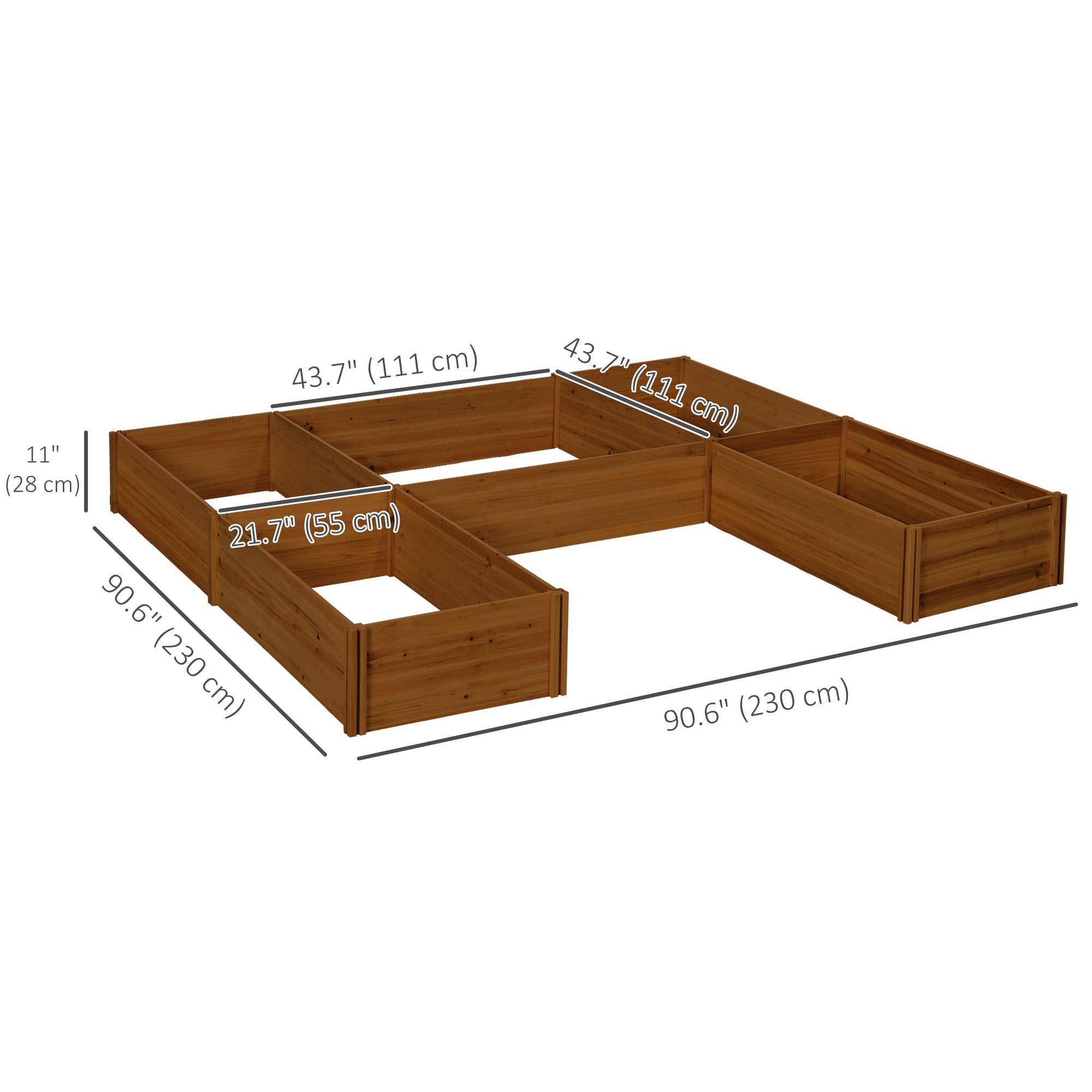 Outsunny DIY 5-box Garden Planter with Open Bottom for Outdoor Plants, Vegetables, Flowers, Herbs, Brown 