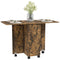 Drop Leaf Dining Table, Mobile Folding Table on Wheels with Drawers and Cabinet for Dining Room, Kitchen, Rustic Brown