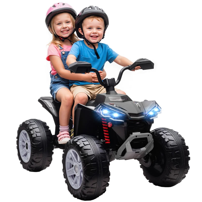 Qaba 2-Seater All-Terrain 4 Wheeler, 24V Kids ATV Ride-On, Electric Quad Car with Dual Motor, for Boys and Girls, Black