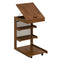 C-shaped End Table with Wheels and Adjustable Desktop for Sofa Couch Bedside-Brown
