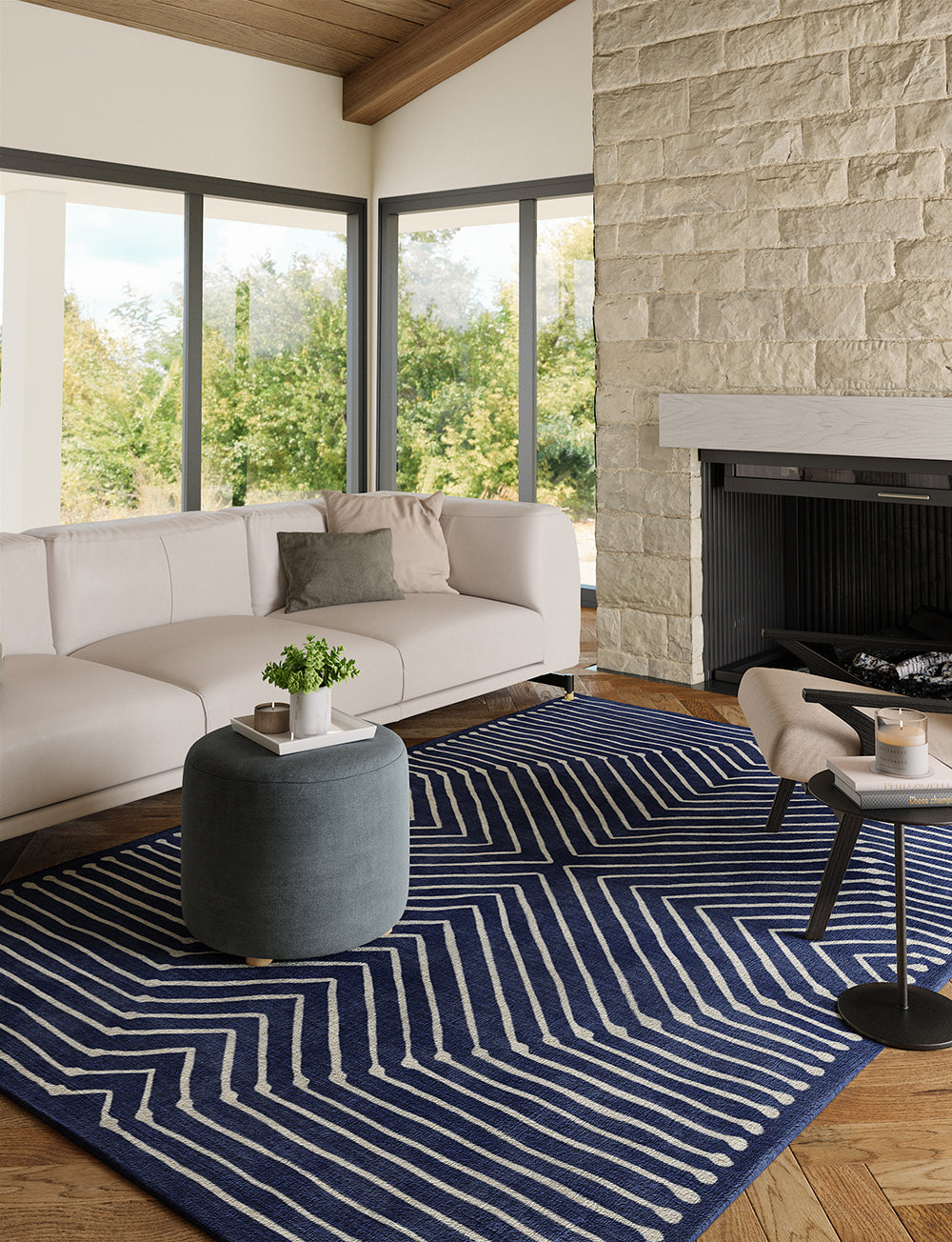 Calator Navy Blue Rug 