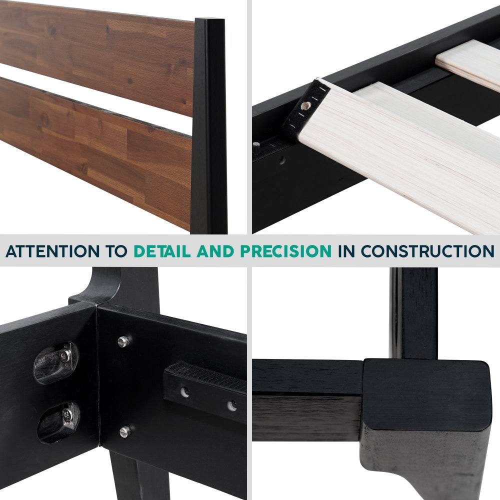 Emery Solid Wood Bed Frame & Nightstand Bedroom Set 