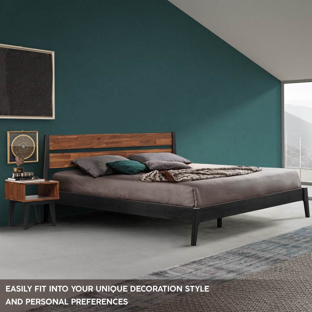 Emery Solid Wood Bed Frame & Nightstand Bedroom Set 