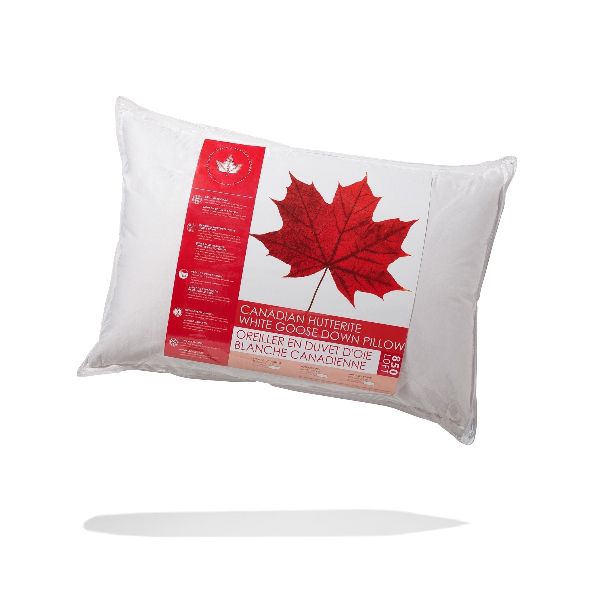 850 Loft Hutterite Goose Down Pillow 