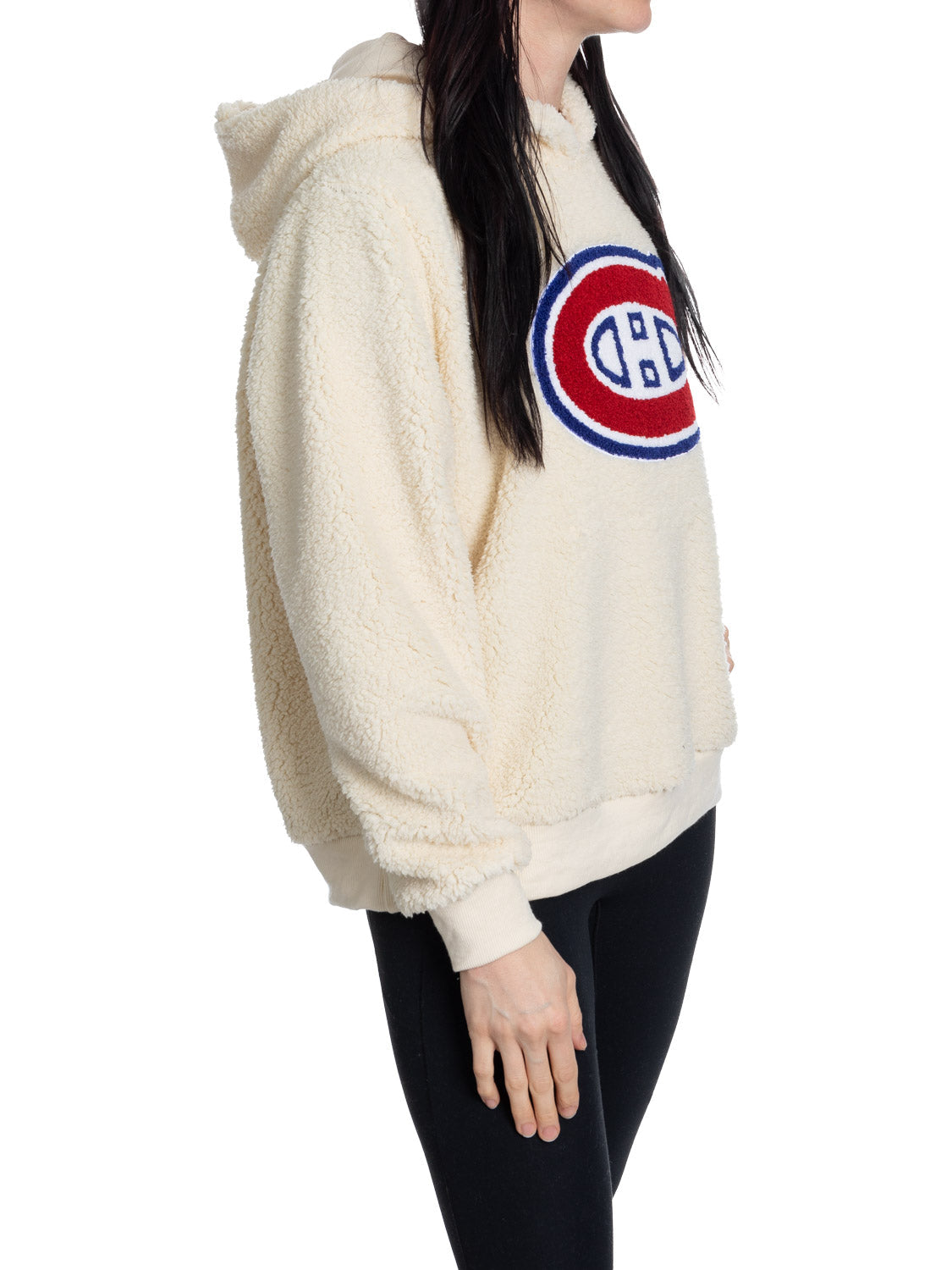 Montreal Canadians Ladies Sherpa Hoodie with Premium Chenille Logo 
