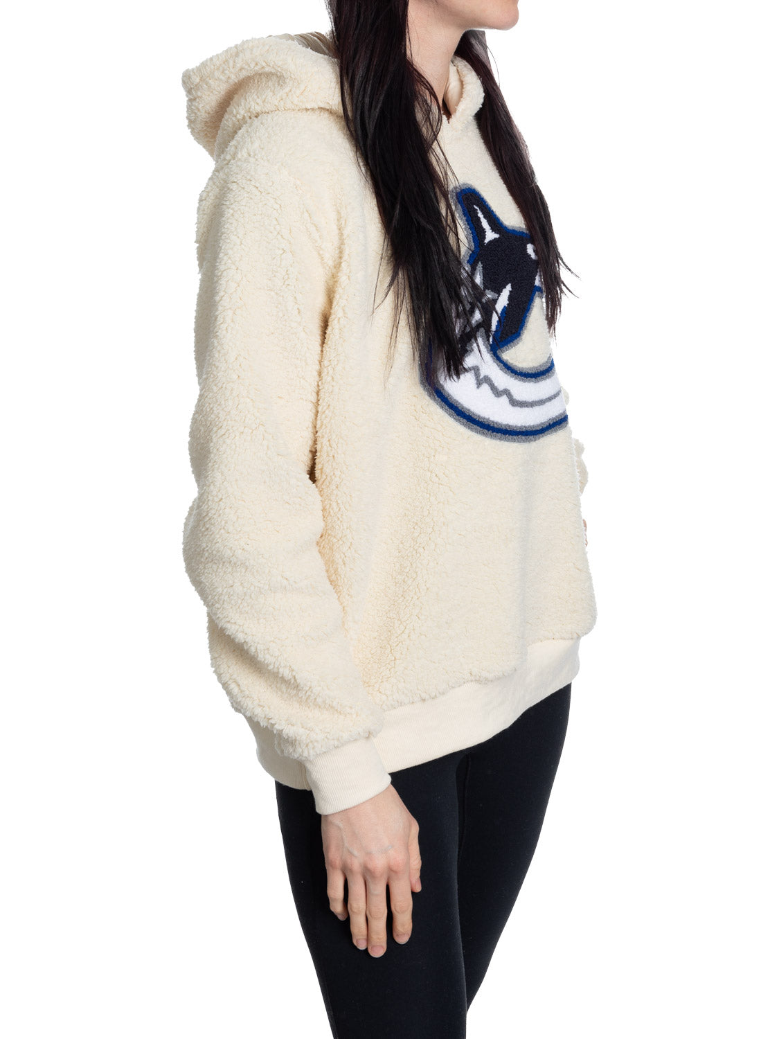 Vancouver Canucks Ladies Sherpa Hoodie with Premium Chenille Logo 
