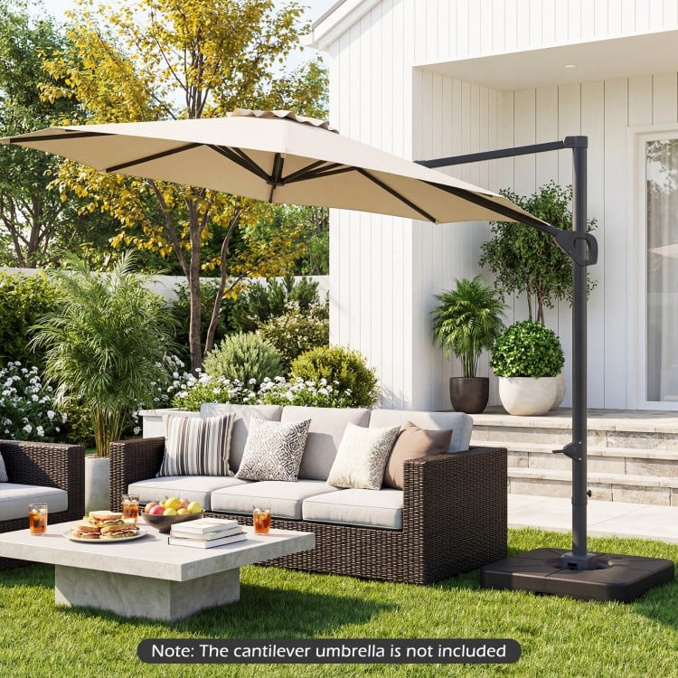 Cantilever Patio Umbrella Base 220 LBS Water and Sand Fillable Weighted Stand