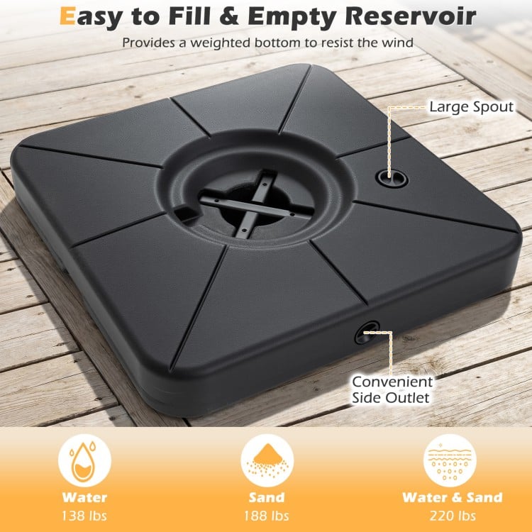 Cantilever Patio Umbrella Base 220 LBS Water and Sand Fillable Weighted Stand