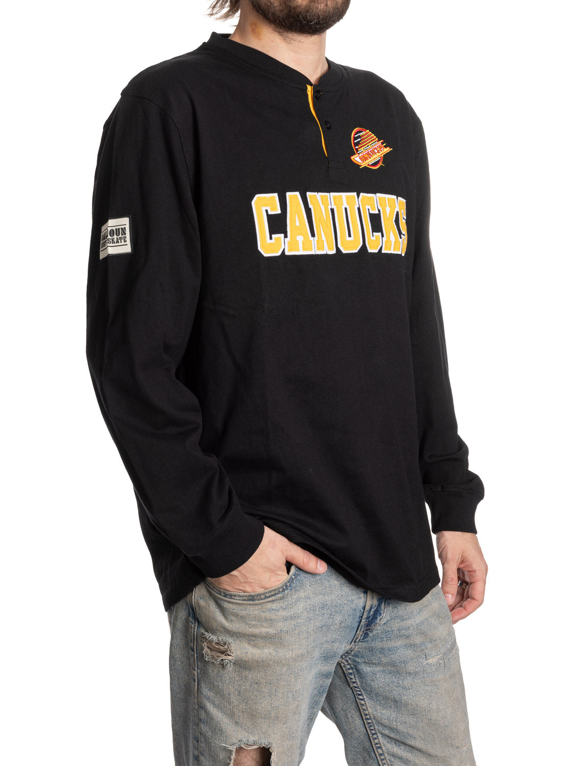 Retro Vancouver Canucks Long Sleeve Henley -Presale 
