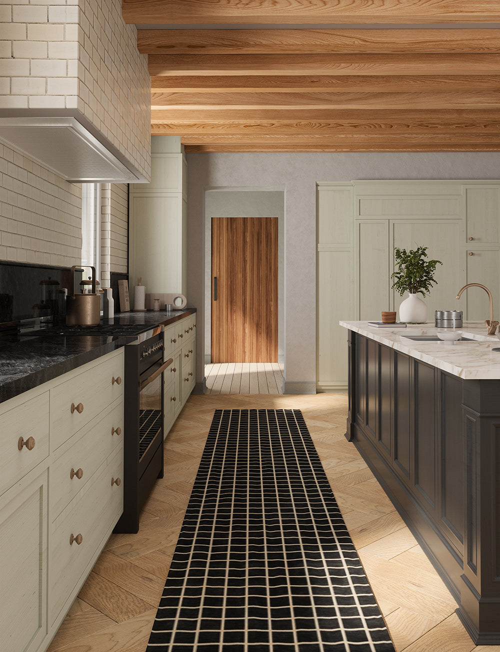 Caper Black Natural Checkered Rug 